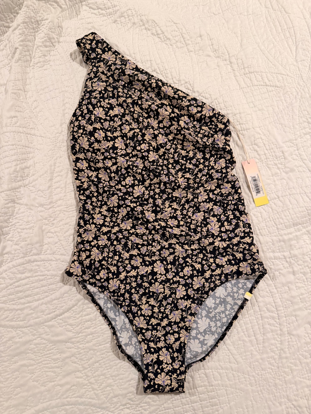 Summersalt Sidestroke Floral Swimsuit in Mini Floral Black, Cream, and Lavender